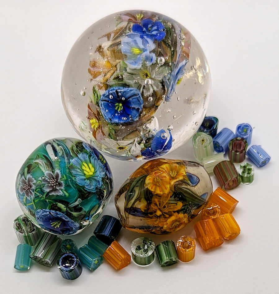 2.5 inch Marble & Beads and the murrini that are used inside